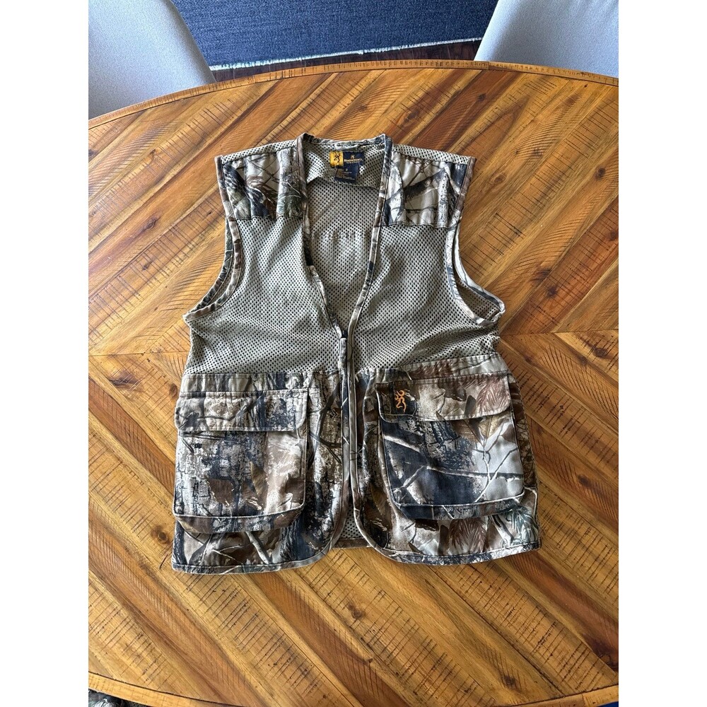 Browning Upland Dove Hunting Vest Mens medium Realtree Camo Mesh Bird Game Pouch
